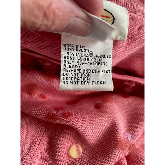 Talbots Size Medium Silk Blend Sweater Pink with Sequins Long Sleeve - Picture 5 of 5